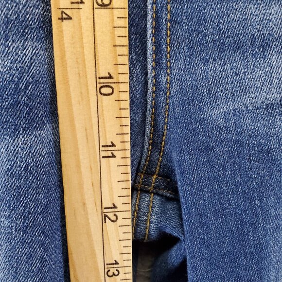 Risen Jeans Womens Jeans Size 15/32 Blue Distressed Flare Frayed Hem Stretch - Picture 6 of 11